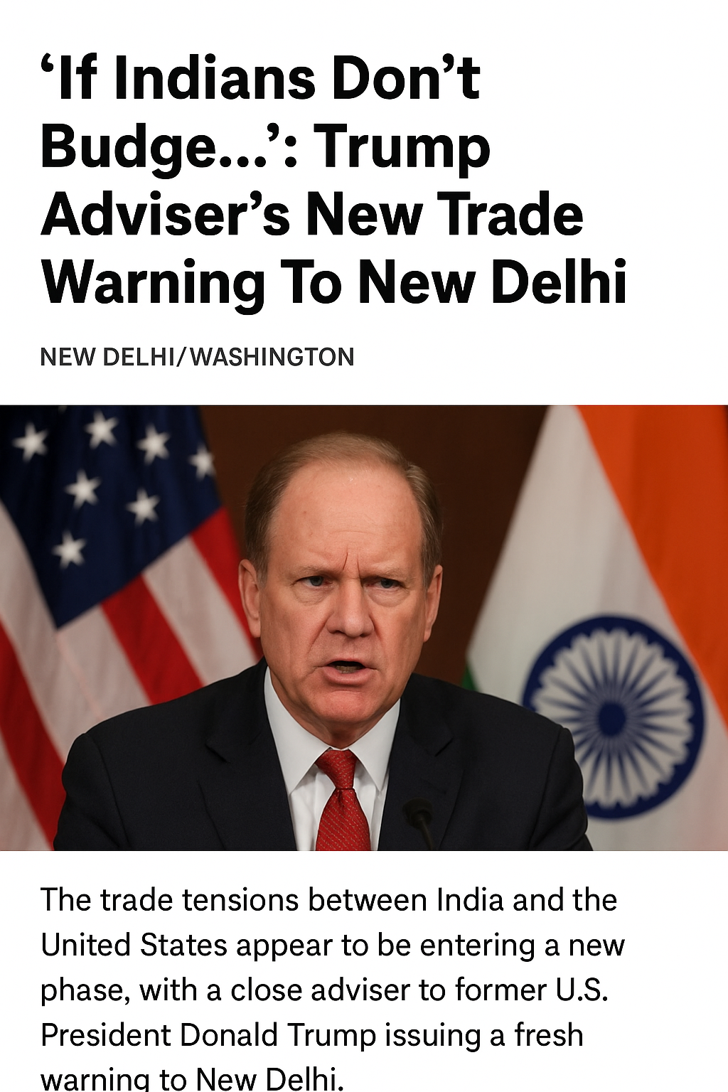 “If Indians Don’t Budge…”: Donald Trump Adviser’s New Trade Warning To New Delhi